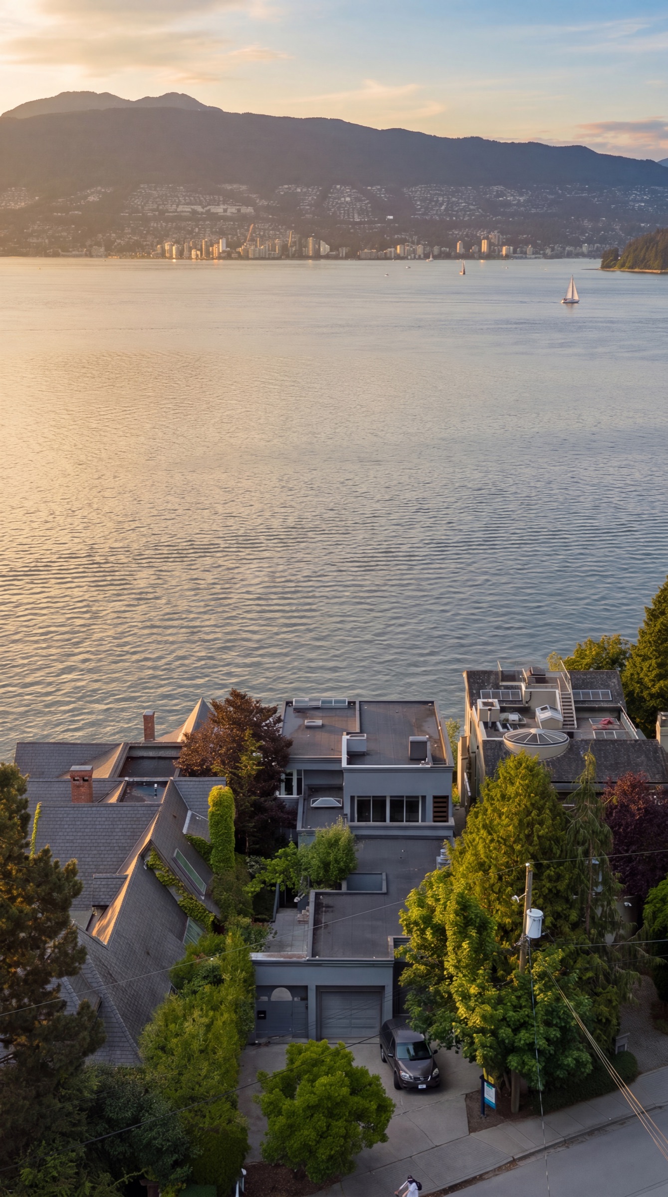 Looking north over the home to English Bay and West Vancouver
