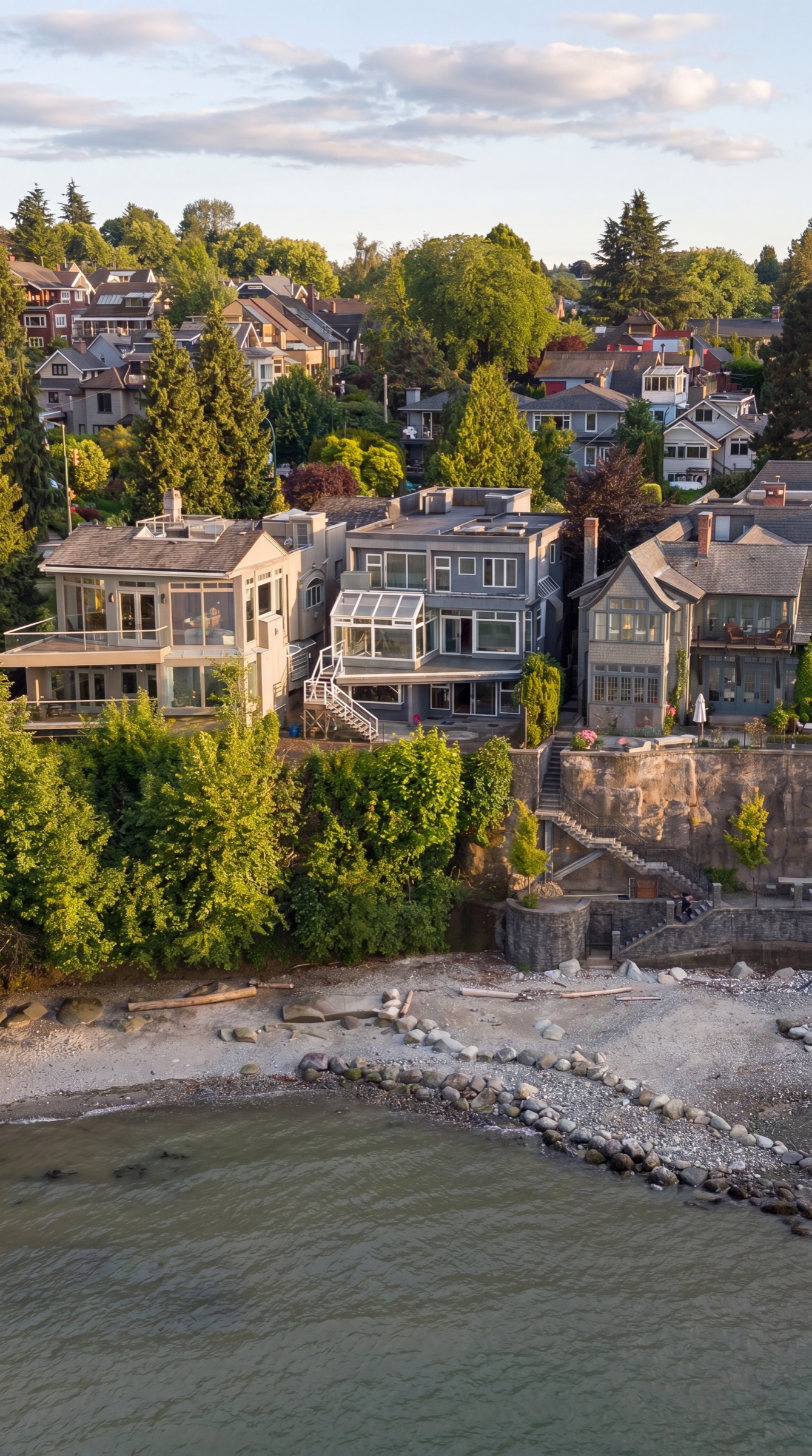 The Point Grey Road bluff and beach from the air